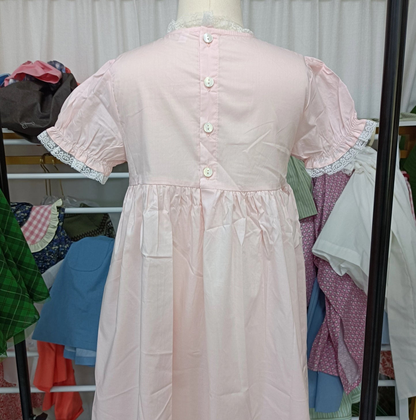 Pink Vintage Dress With Hand Embroidery,12M to 5T