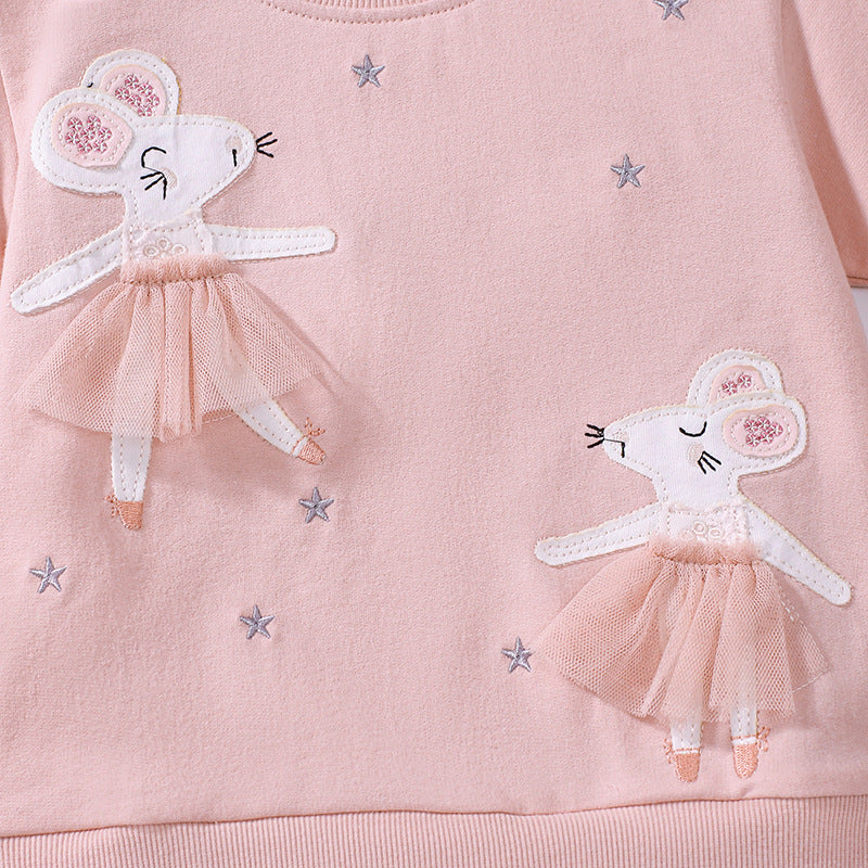 Ballerina Mouse Pink Cotton Dress, 2T to 7T