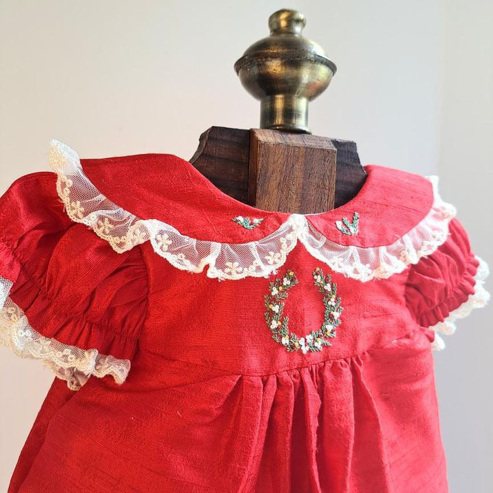 Embroidered Wreath Dress,6M to 12T