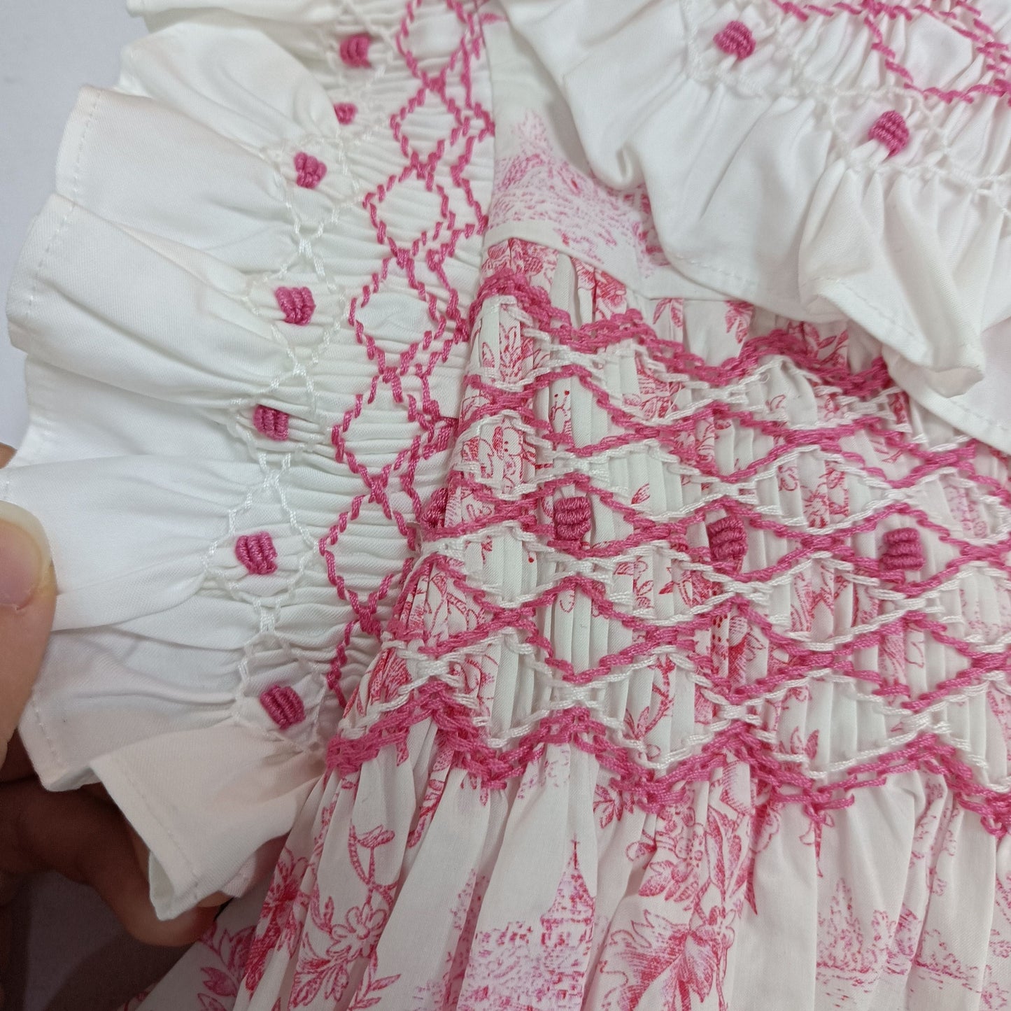 Rose Toile Hand-Smocked Dress,Cotton,12Mβ6T