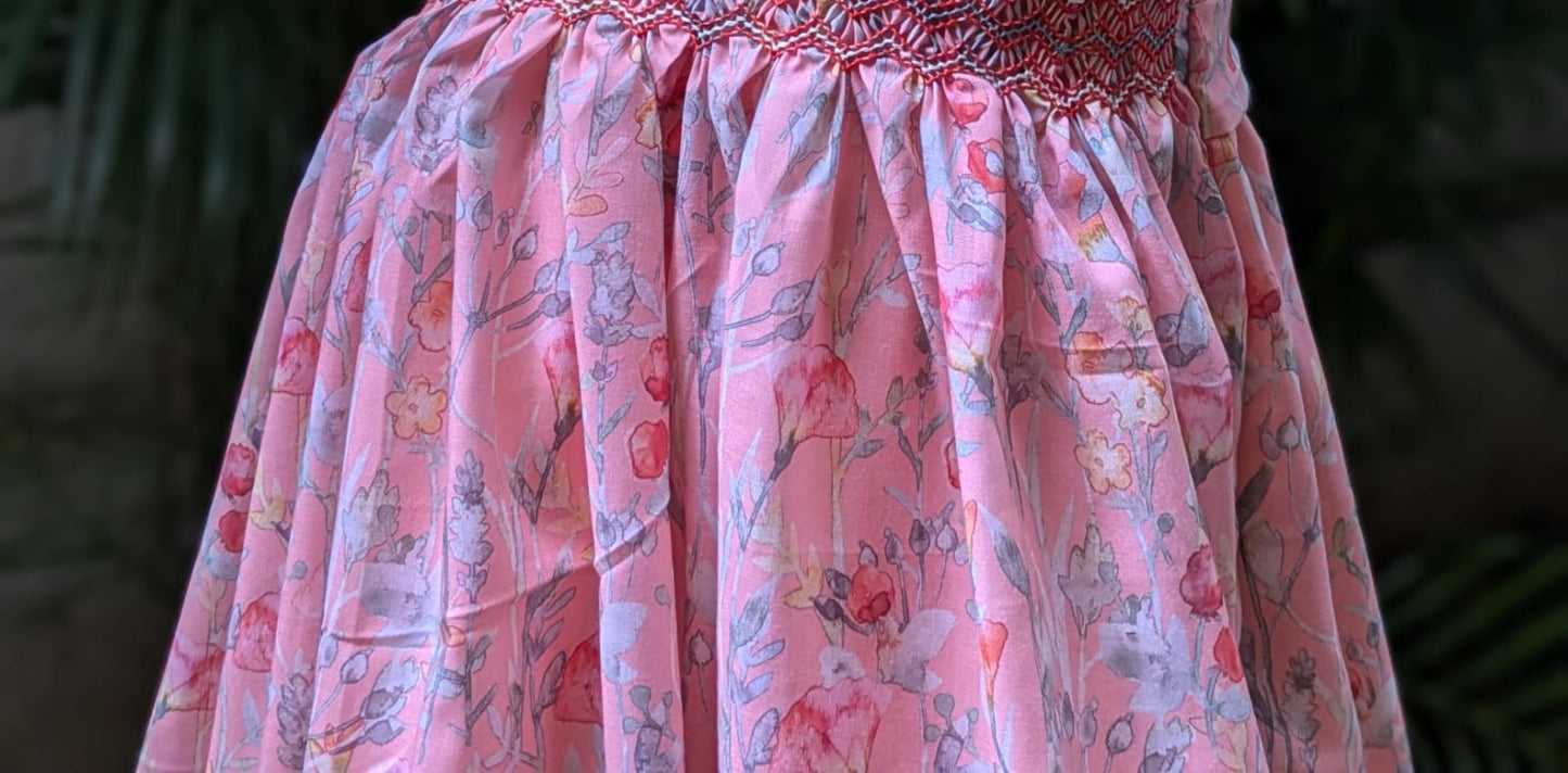 Adorable Floral Hand Smocked Dress