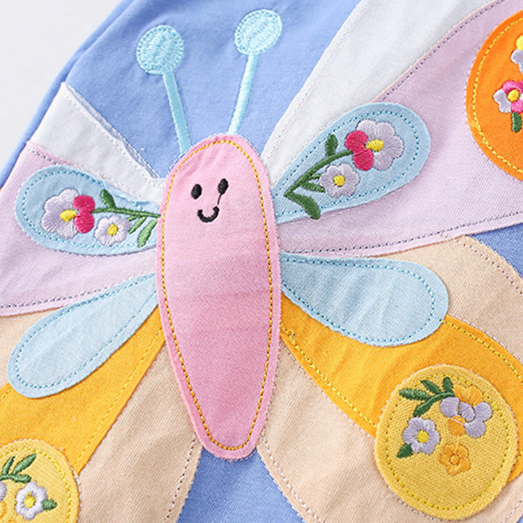 Cotton T-Shirt with Colorful Butterfly Applique (3T–8T)