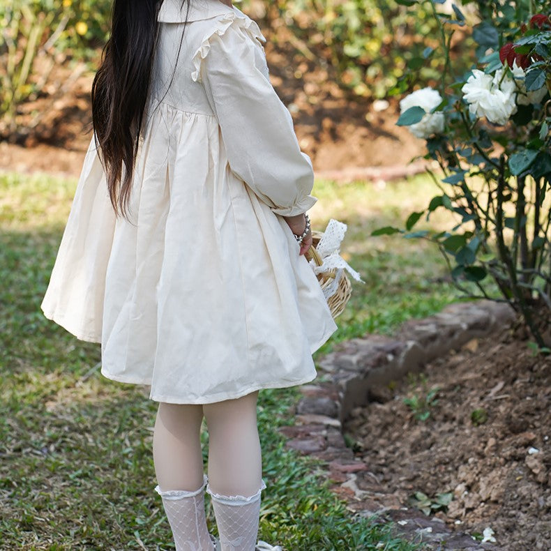 Apricot Full Sleeves Hand Smocked Dress,12M to 6T.