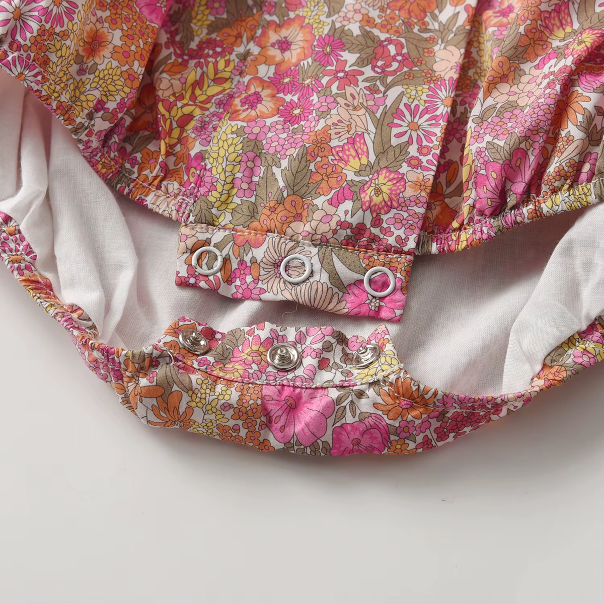 Hand-Smocked Floral Baby Bubble Romper,6M–3T