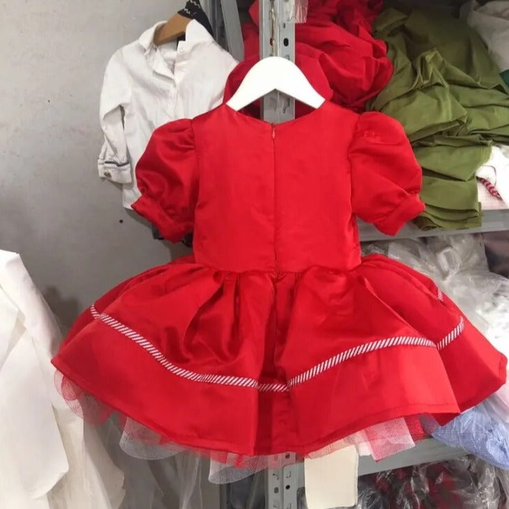 Holidays Theme Red Fluffy Dress,12M to 12T