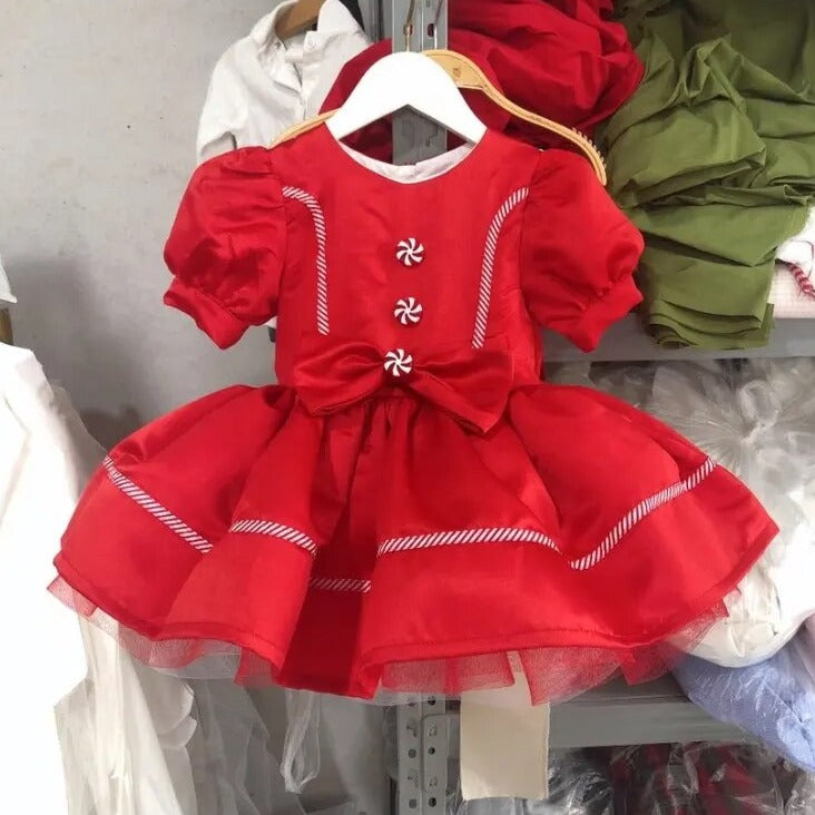 Holidays Theme Red Fluffy Dress,12M to 12T