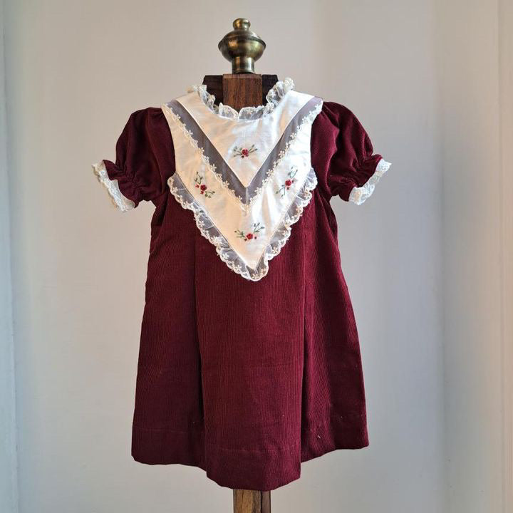 Deep Red Embroidered Dress,6M to 12T