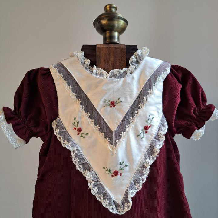 Deep Red Embroidered Dress,6M to 12T
