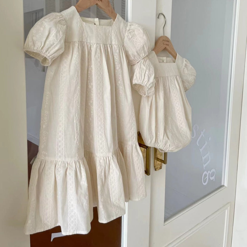 Stunning Embroidered Dress & Romper,6M to 6T.