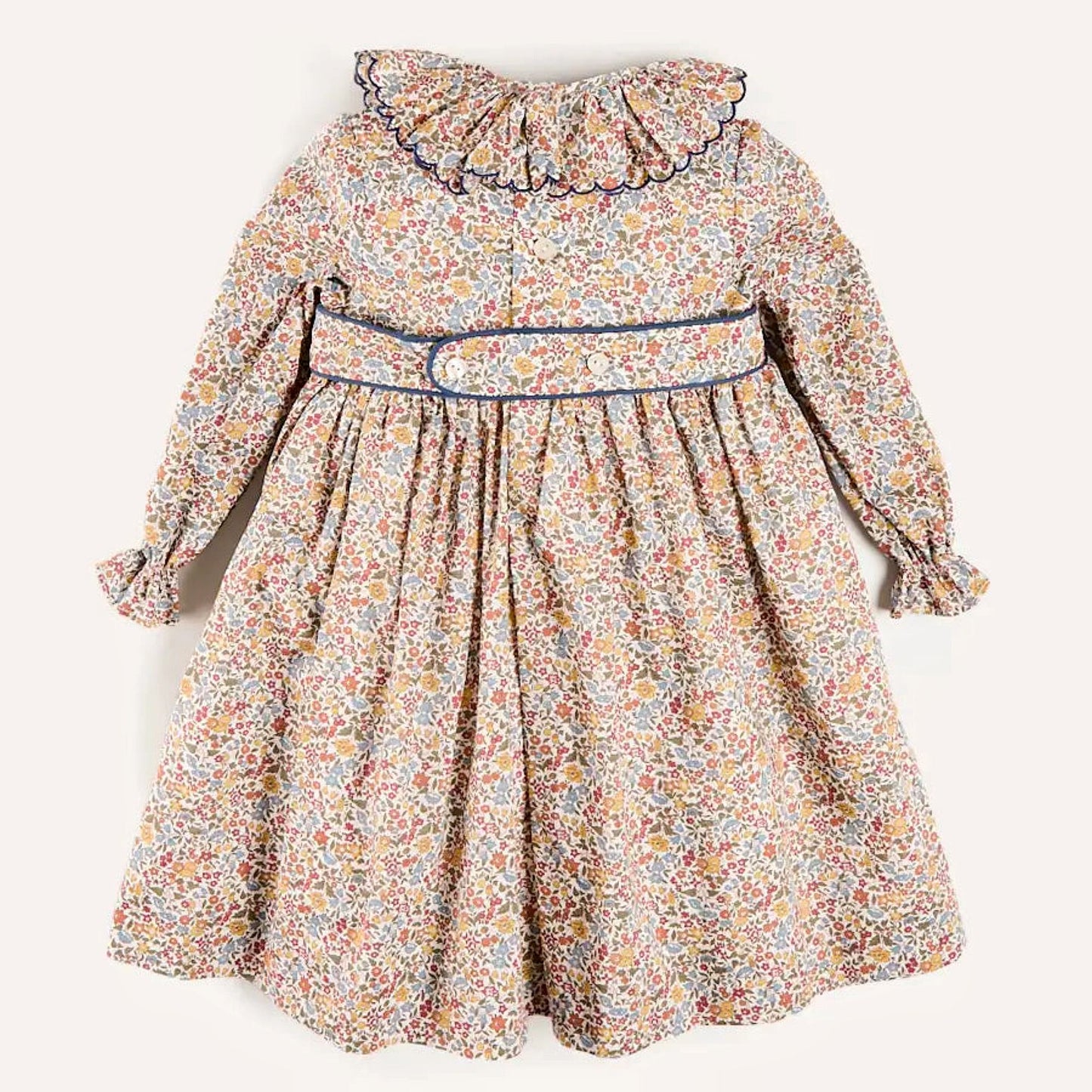 Vintage Meadow Floral Dress with Ruffled Collar,12M to 7T