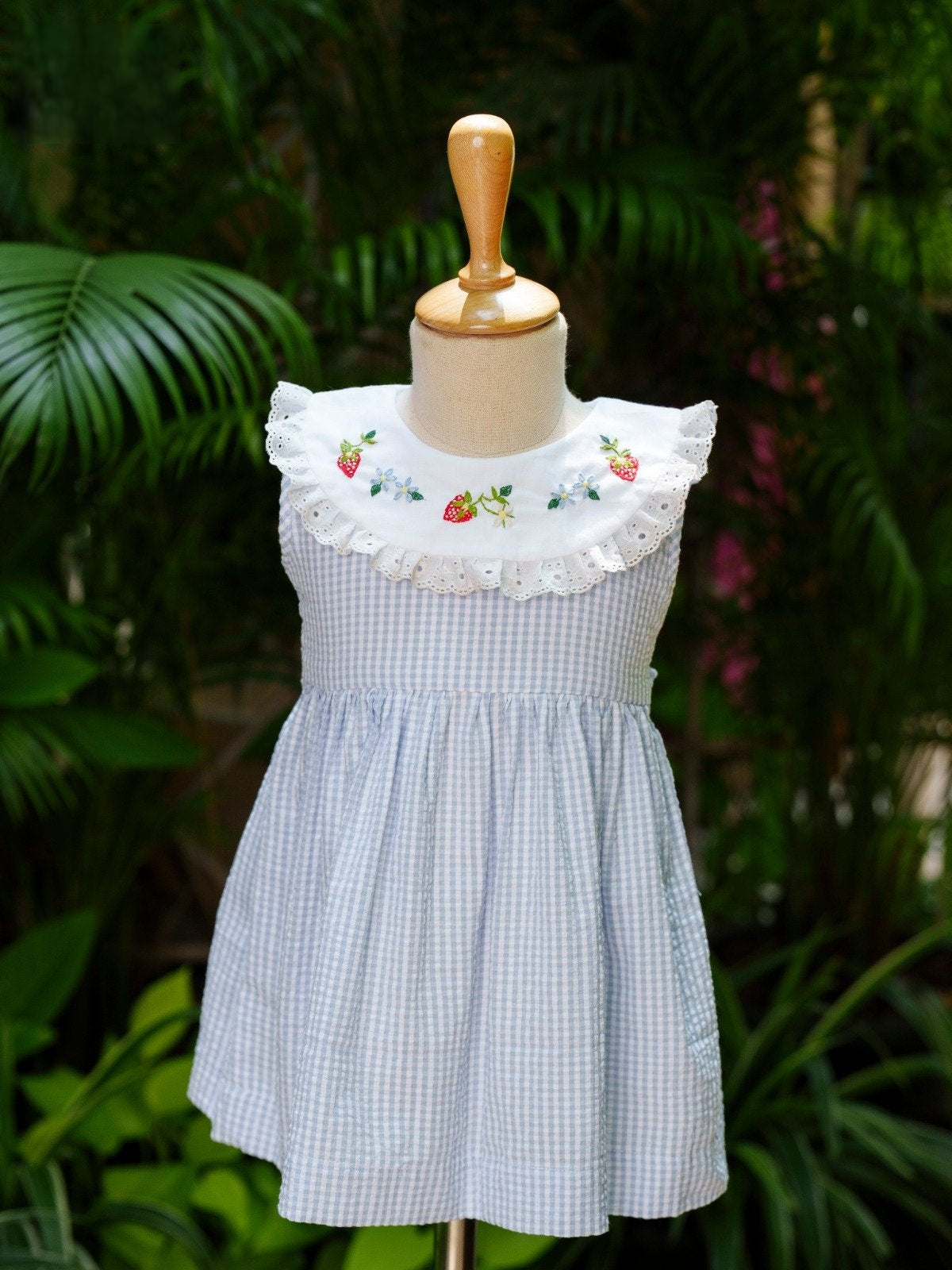 5t blue dress Gingham Smocked with Strawberry Embroidery (12M–5T) 6M back bow Size:18 LONG YCRF_bottoms Plus Size Macys Girls