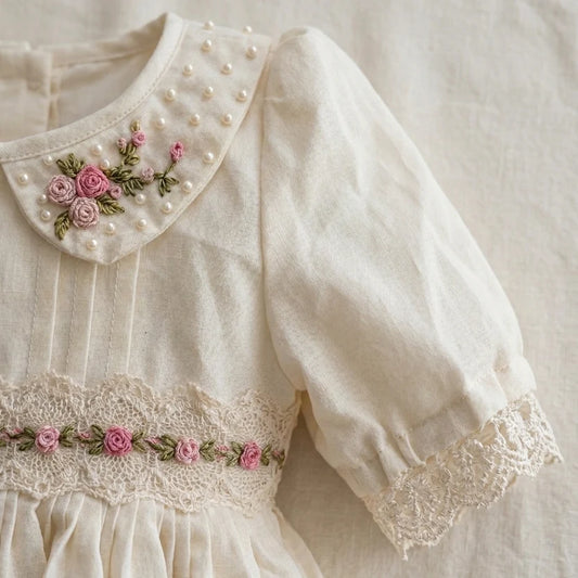 Pearl & Rose Embroidered Heirloom Dress,3M - 8T