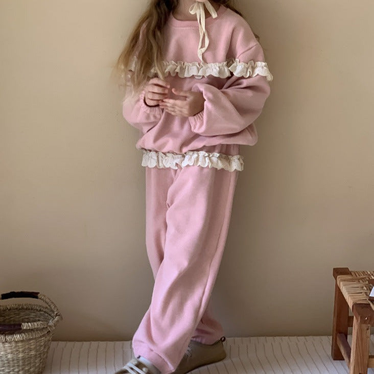 Cute Pink Sweat Shirt & Pants Set,2T to 7T.