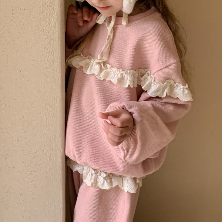 Cute Pink Sweat Shirt & Pants Set,2T to 7T.