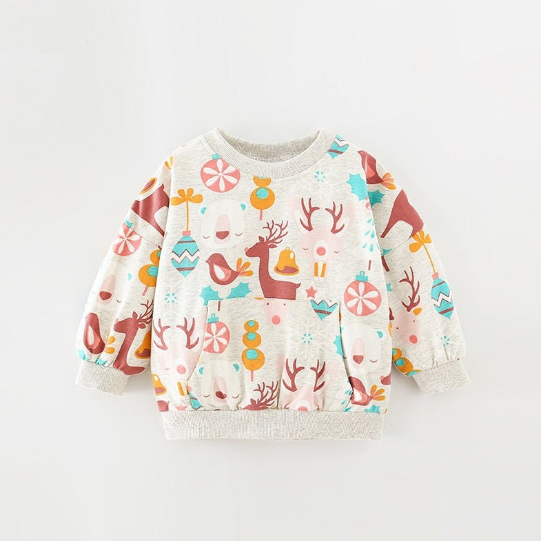 Cute Holidays Theme Sweatshirt,2T to 7T.