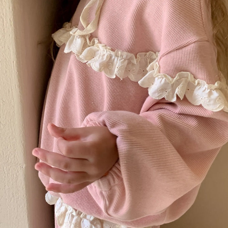 Cute Pink Sweat Shirt & Pants Set,2T to 7T.
