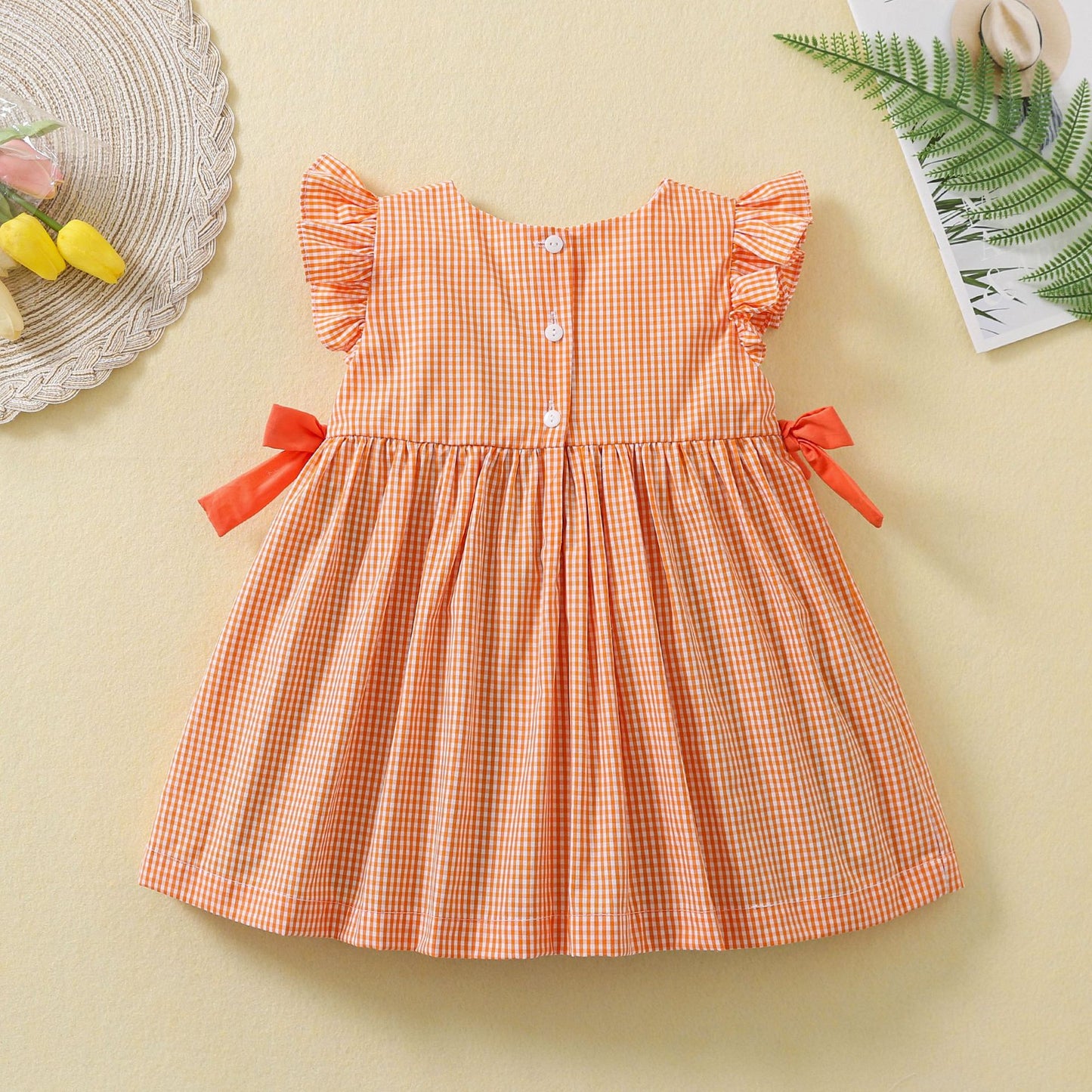 Cute Pumpkin Embroidered Dresses,12M to 5T.