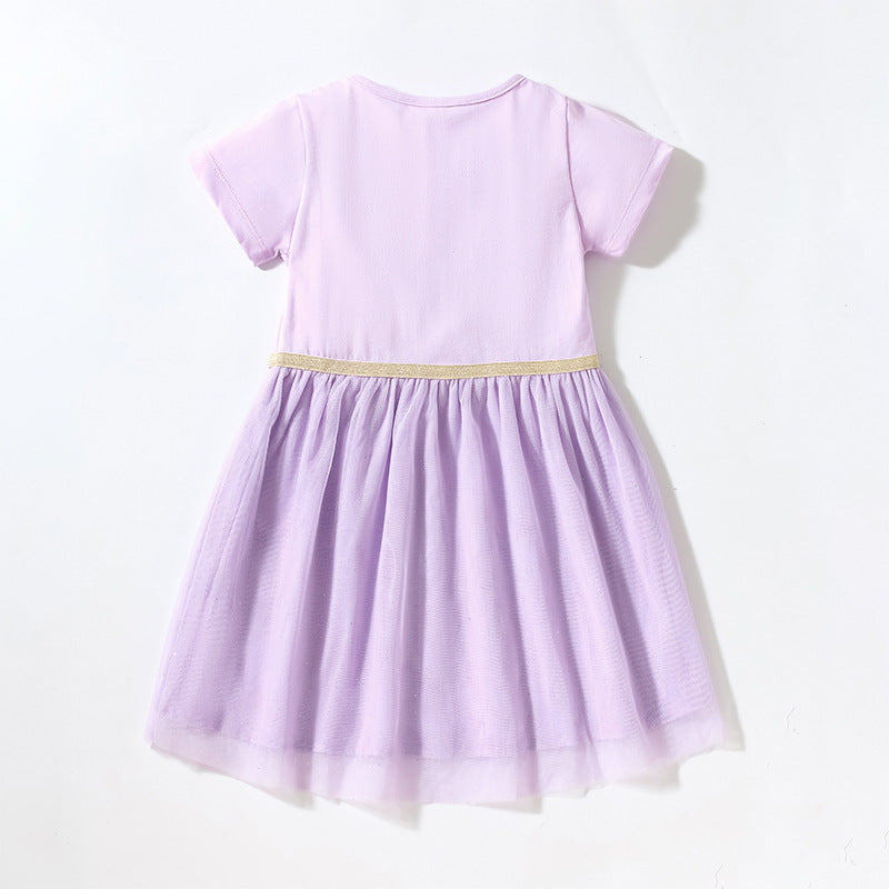 Cute Swan Printed Casual Play Dress,2T to 7T.