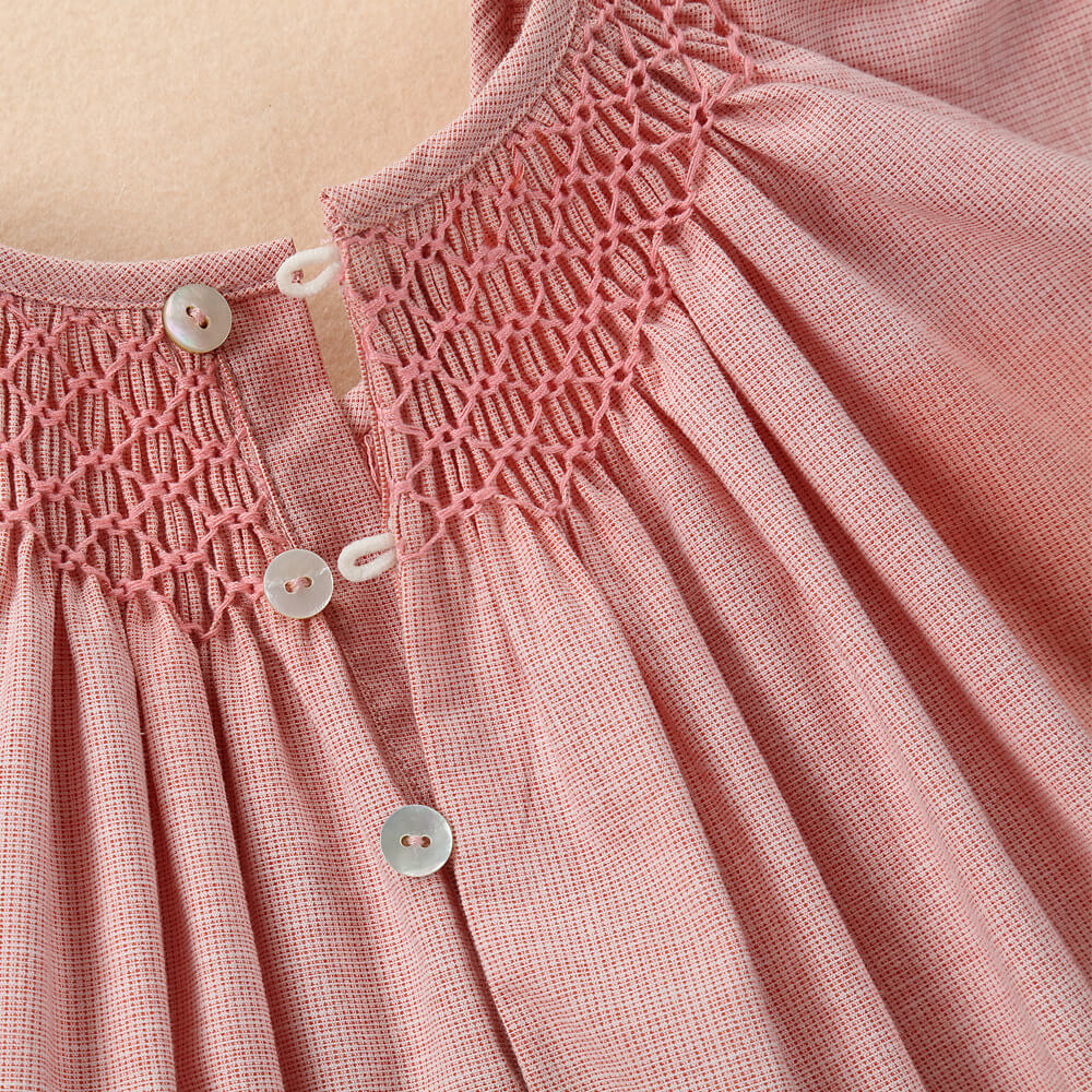 Pink Hand Smocked Dress With Bonnet & Shorts,3M to 4T.