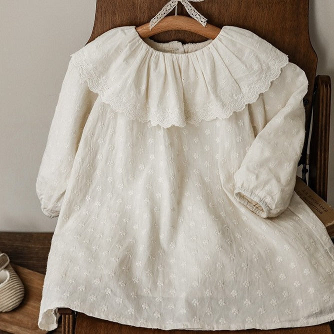 Apricot Full Sleeves Embroidered Dress,12M to 6T.