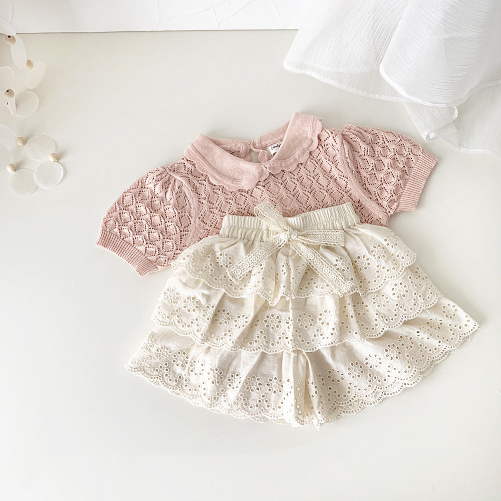Cute Eyelet Lace Shorts,12M to 5T.