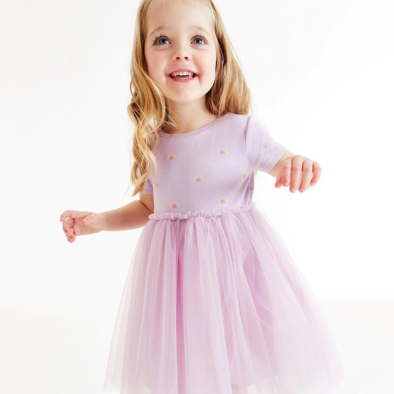 Cute Purple Rainbow Play Dress,2T to 7T.