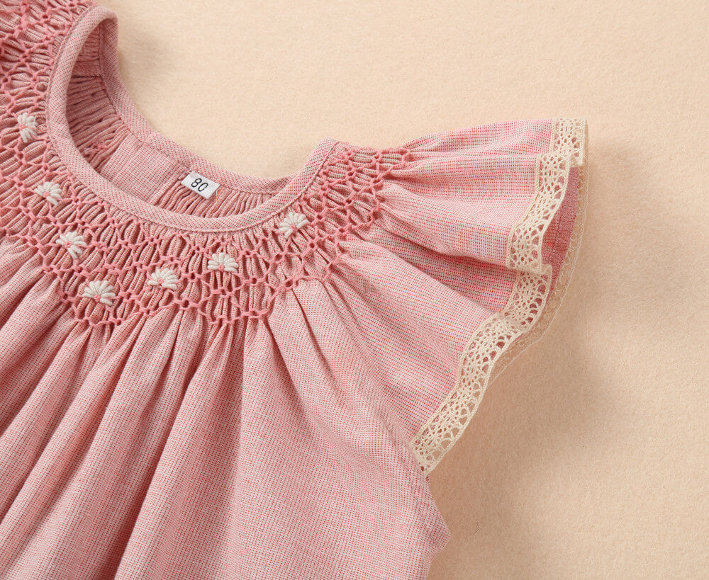 Pink Hand Smocked Dress With Bonnet & Shorts,3M to 4T.