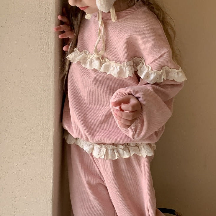 Cute Pink Sweat Shirt & Pants Set,2T to 7T.
