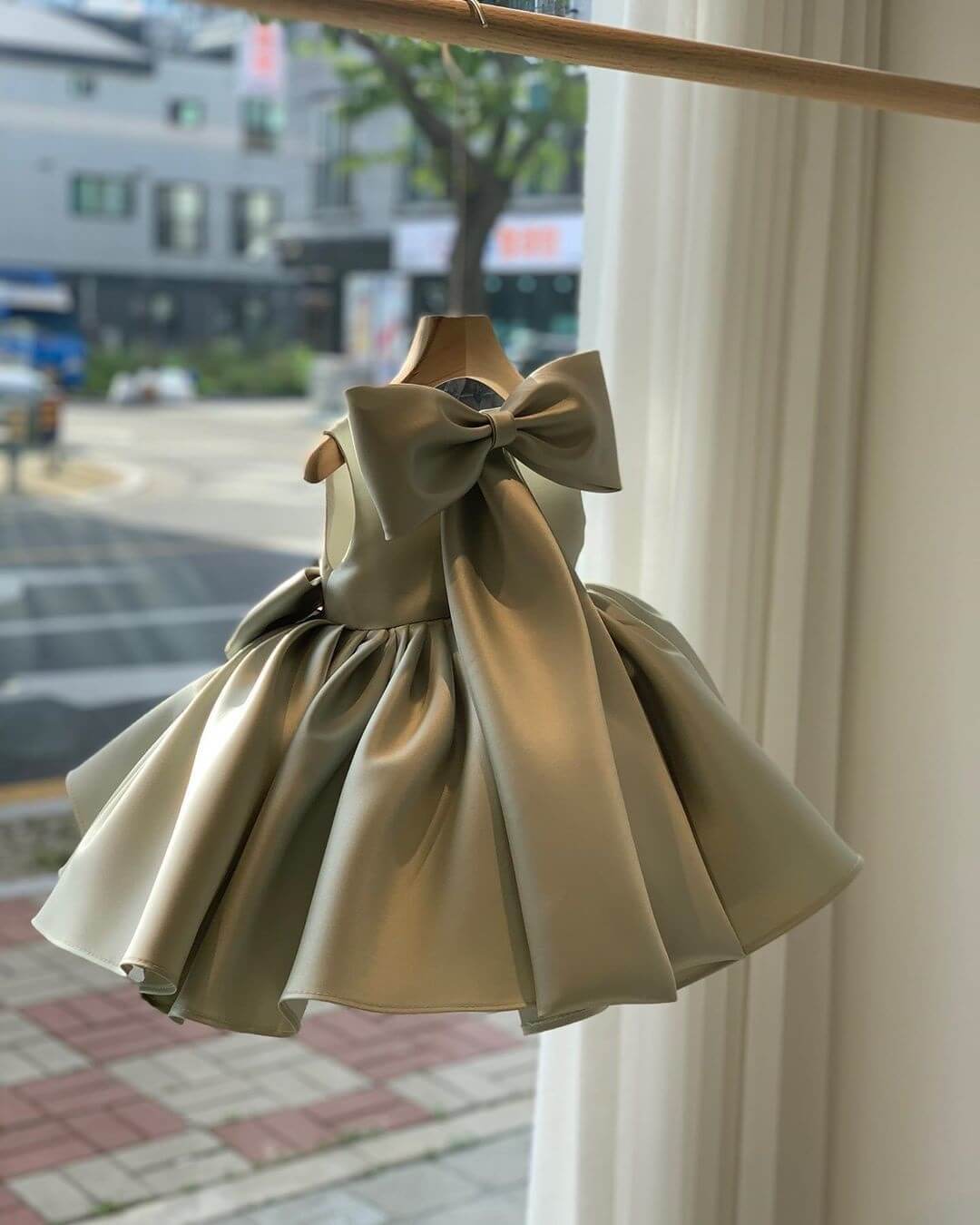 Stunning Princess Dress With Big Bow,Green/Pink/White,12M to 8T