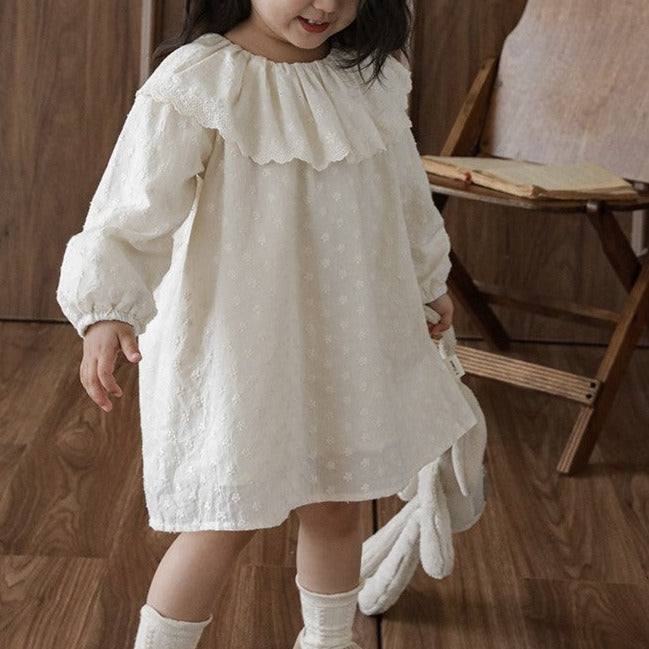 Apricot Full Sleeves Embroidered Dress,12M to 6T.