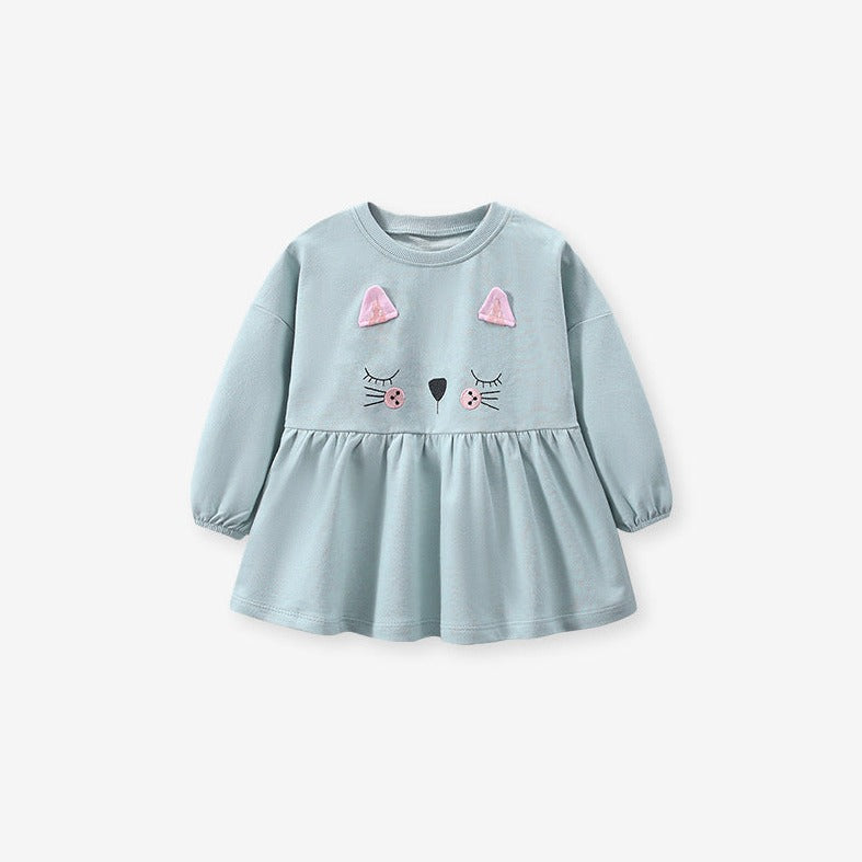 Cute Kitty Applique Set,2T to 7T.