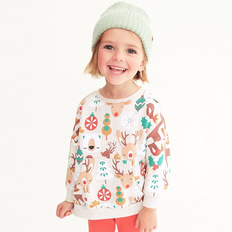 Cute Holidays Theme Sweatshirt,2T to 7T.