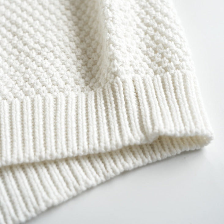 White Hand Embroidered Pullover Sweater,2T to 6T.