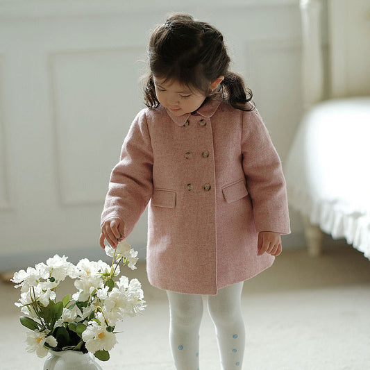Timeless Pink Wool Coat,2T to 8T.