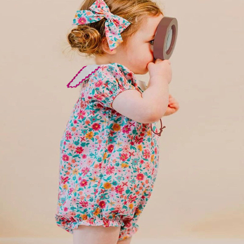 Floral Embroidered Baby Romper,6M to 2T.