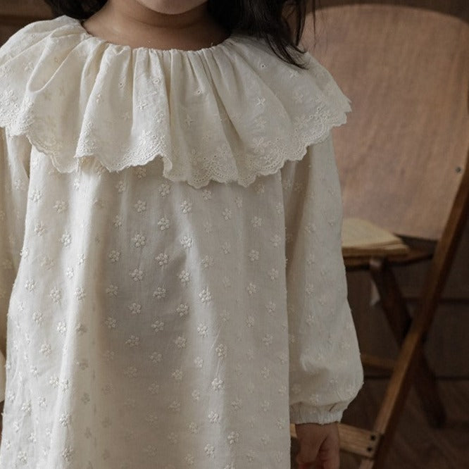 Apricot Full Sleeves Embroidered Dress,12M to 6T.