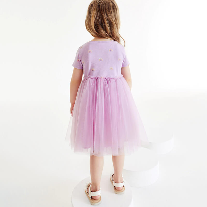 Cute Purple Rainbow Play Dress,2T to 7T.
