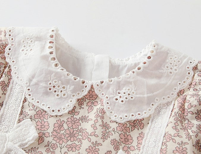 Adorable Floral Dress With Lace & Bows,6M To 4T.