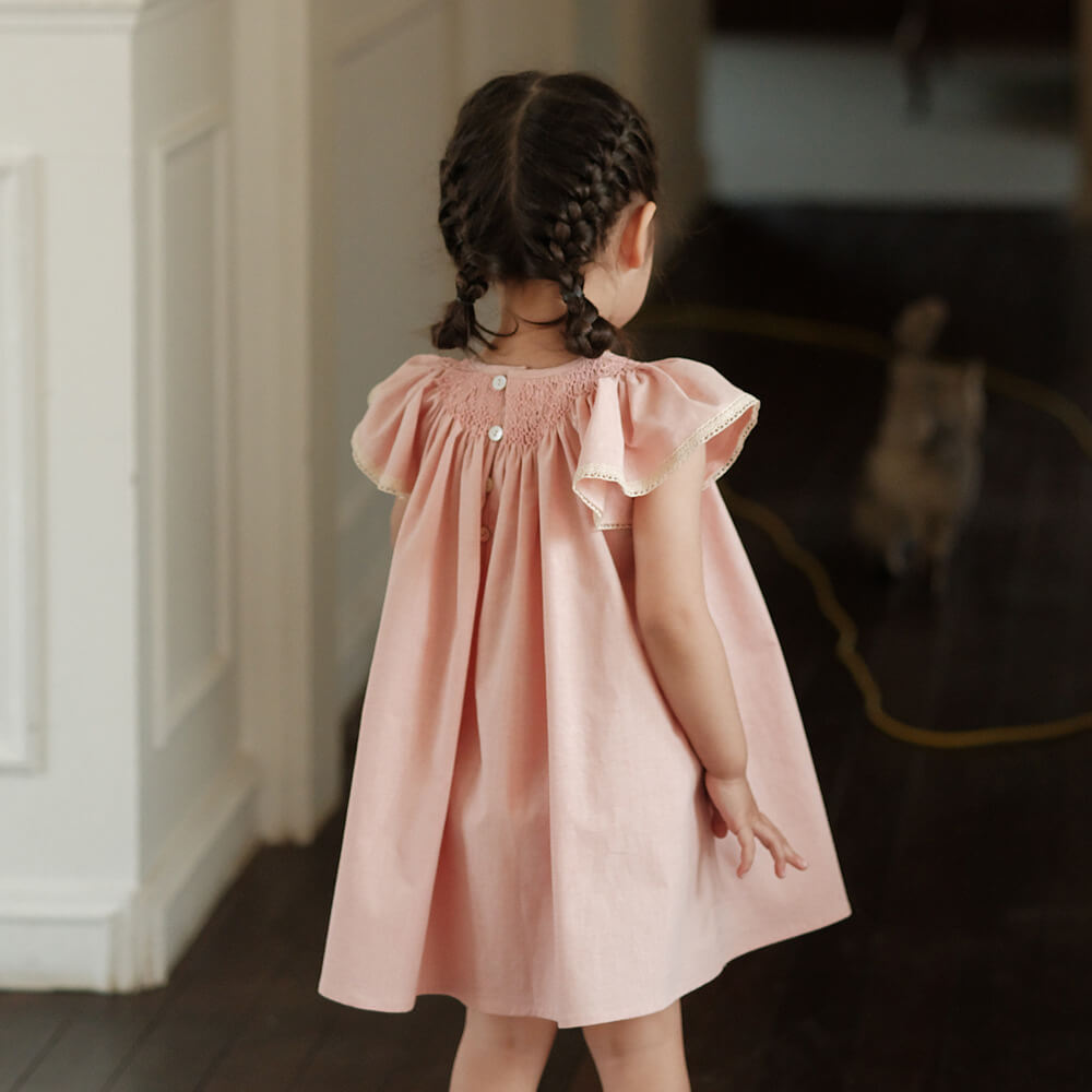 Pink Hand Smocked Dress With Bonnet & Shorts,3M to 4T.