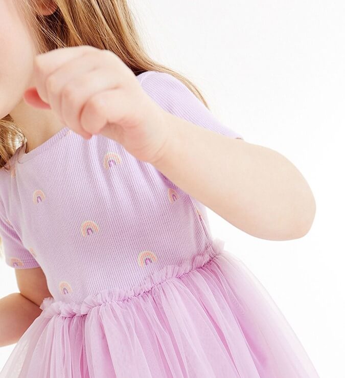 Cute Purple Rainbow Play Dress,2T to 7T.