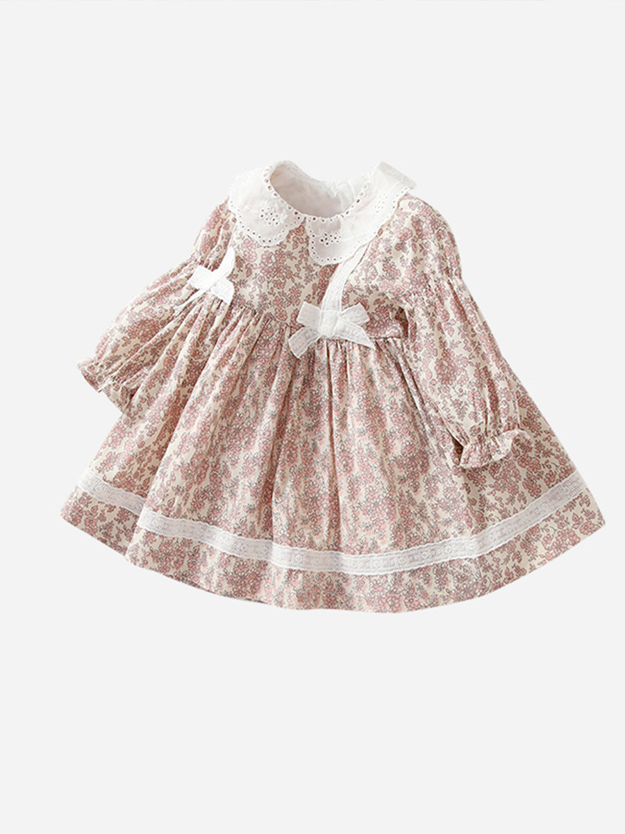 Adorable Floral Dress With Lace & Bows,6M To 4T.