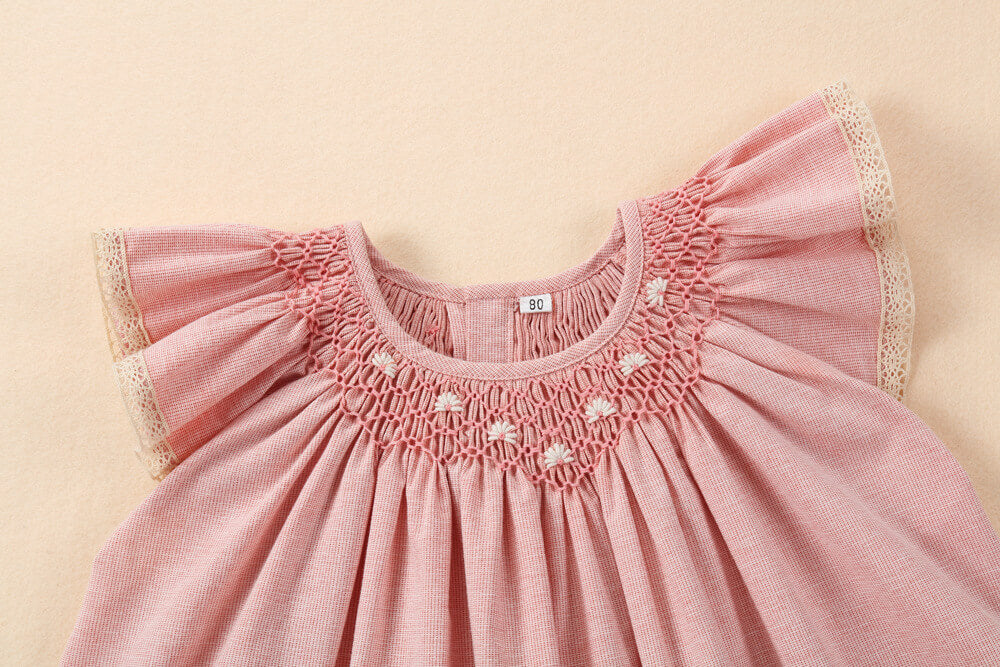 Pink Hand Smocked Dress With Bonnet & Shorts,3M to 4T.