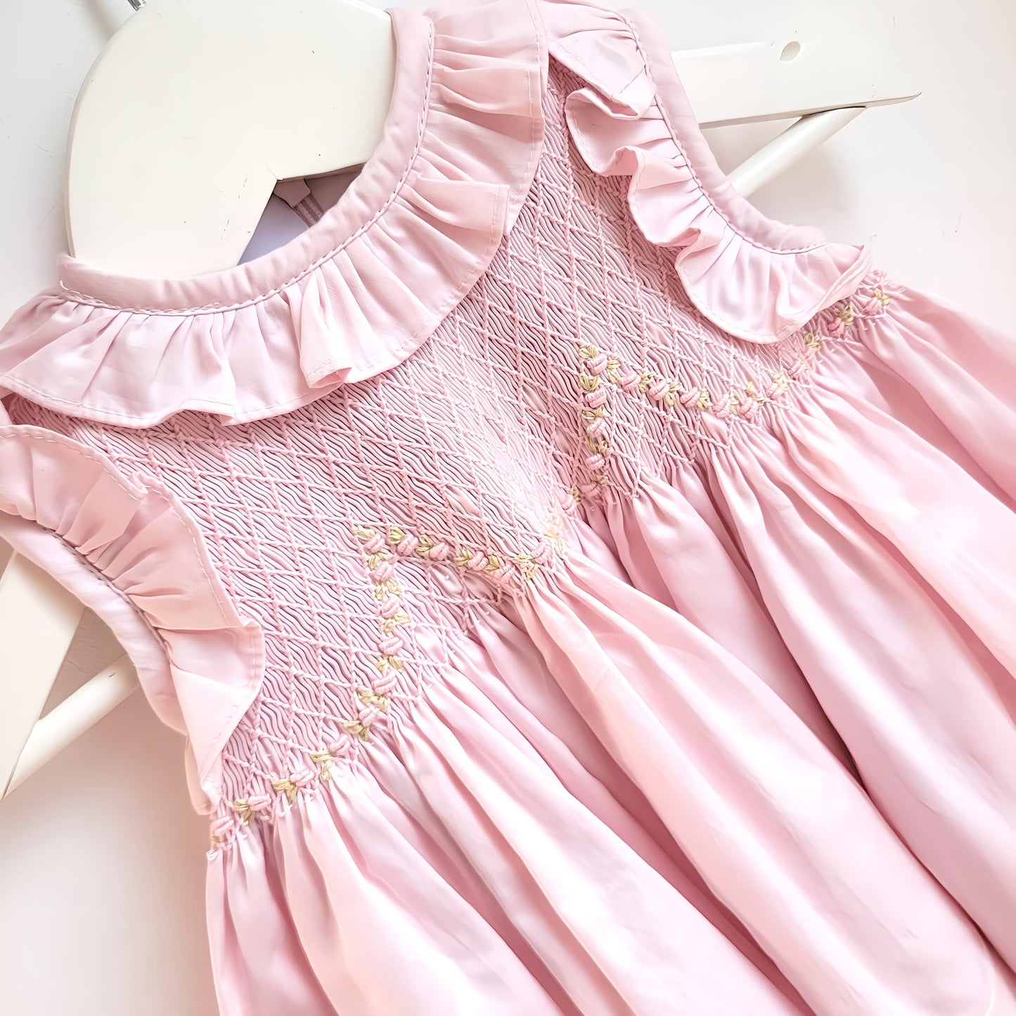 Rose Petal Pink Hand-Smocked Dress,6M–8T