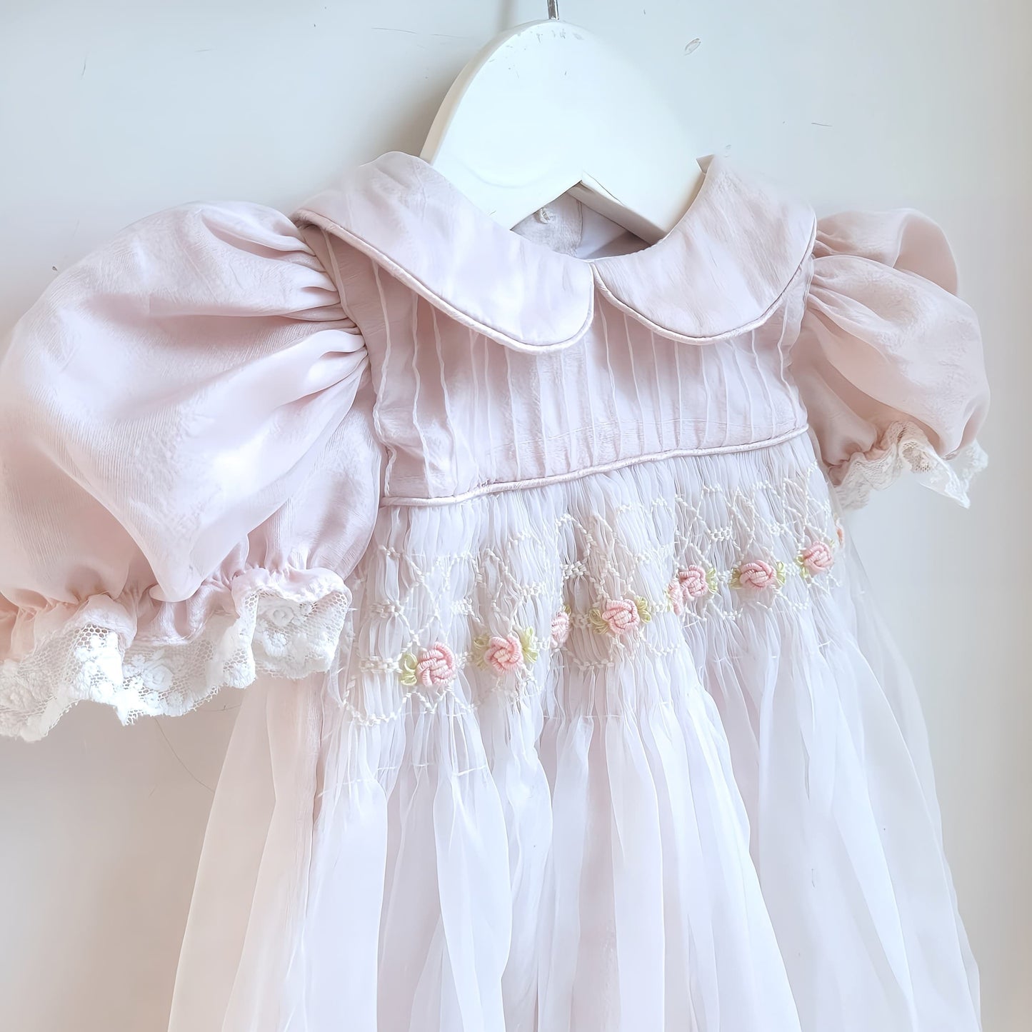 Hand Smocked Premium Organza Dress,6M to 8T.