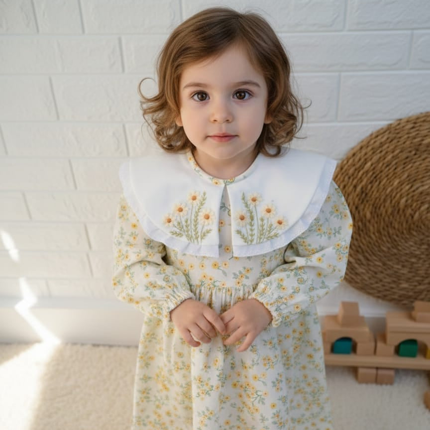 Daisy Meadow Hand Embroidered Dress,6M - 8T