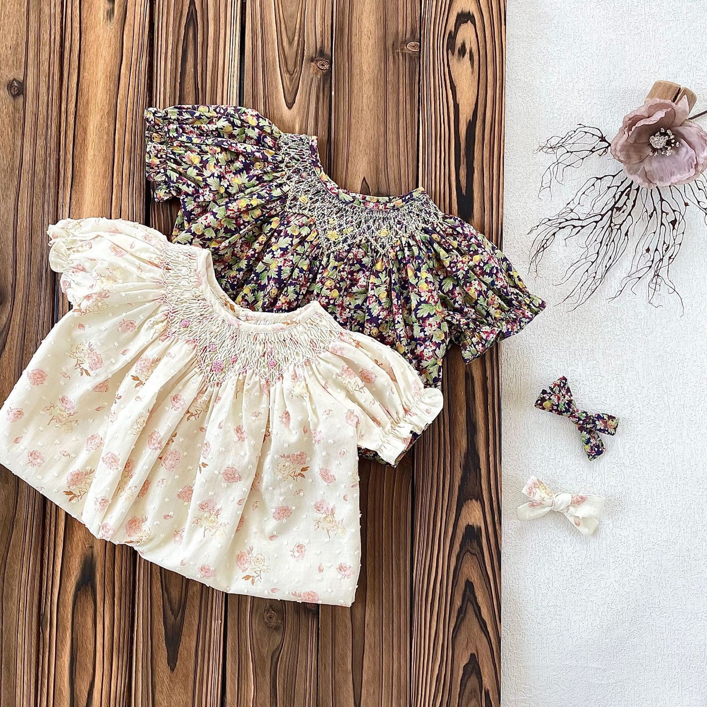 Hand-Smocked Floral Bishop Dress | Pre-Order | Sizes 12M–6T