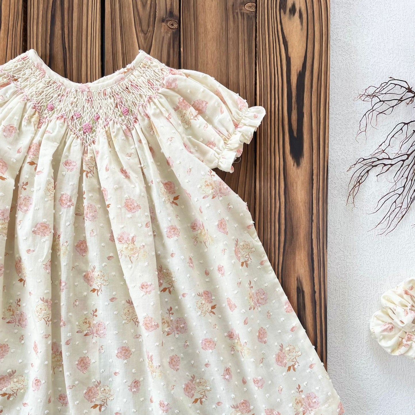 Hand-Smocked Floral Bishop Dress | Pre-Order | Sizes 12M–6T