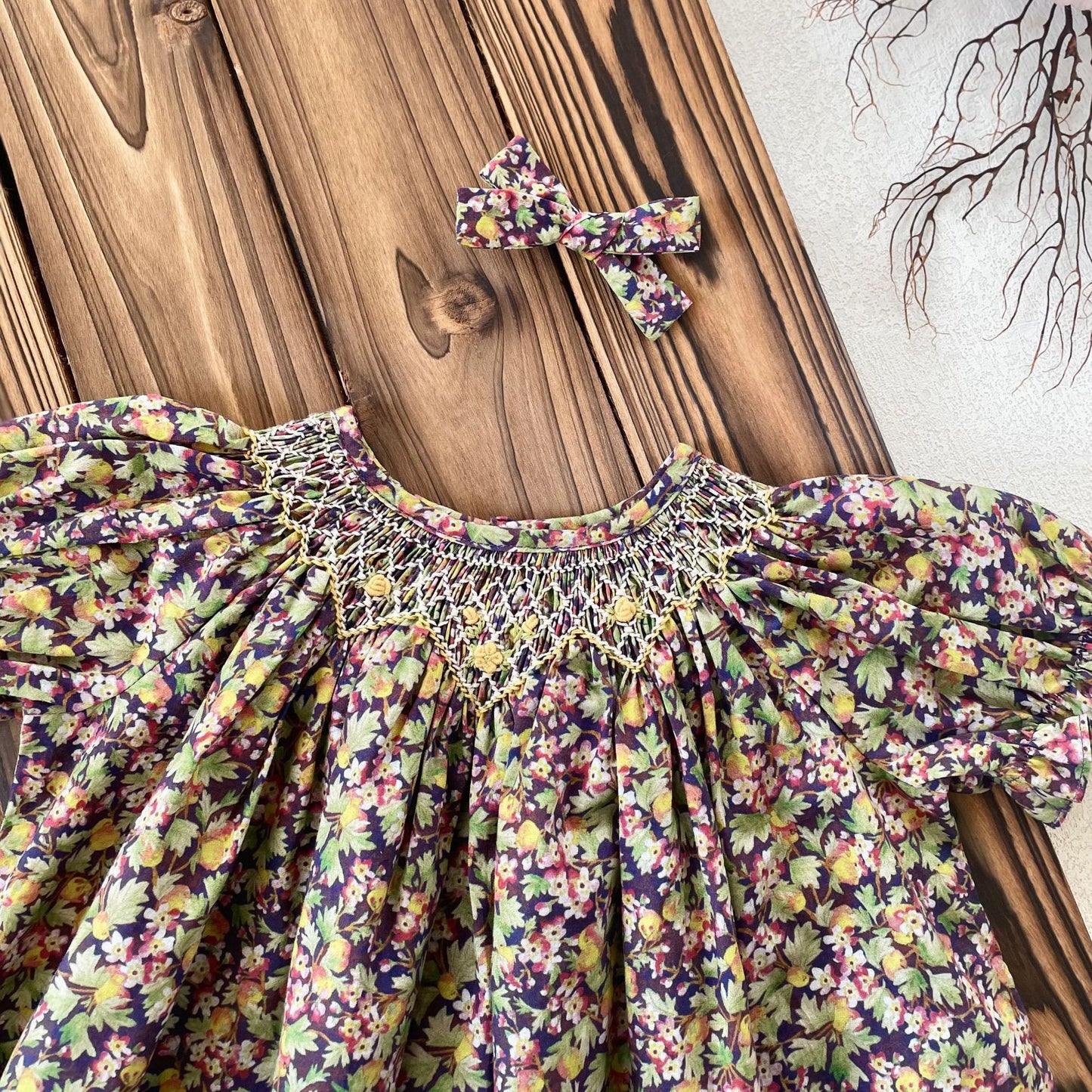 Hand-Smocked Floral Bishop Dress | Pre-Order | Sizes 12M–6T