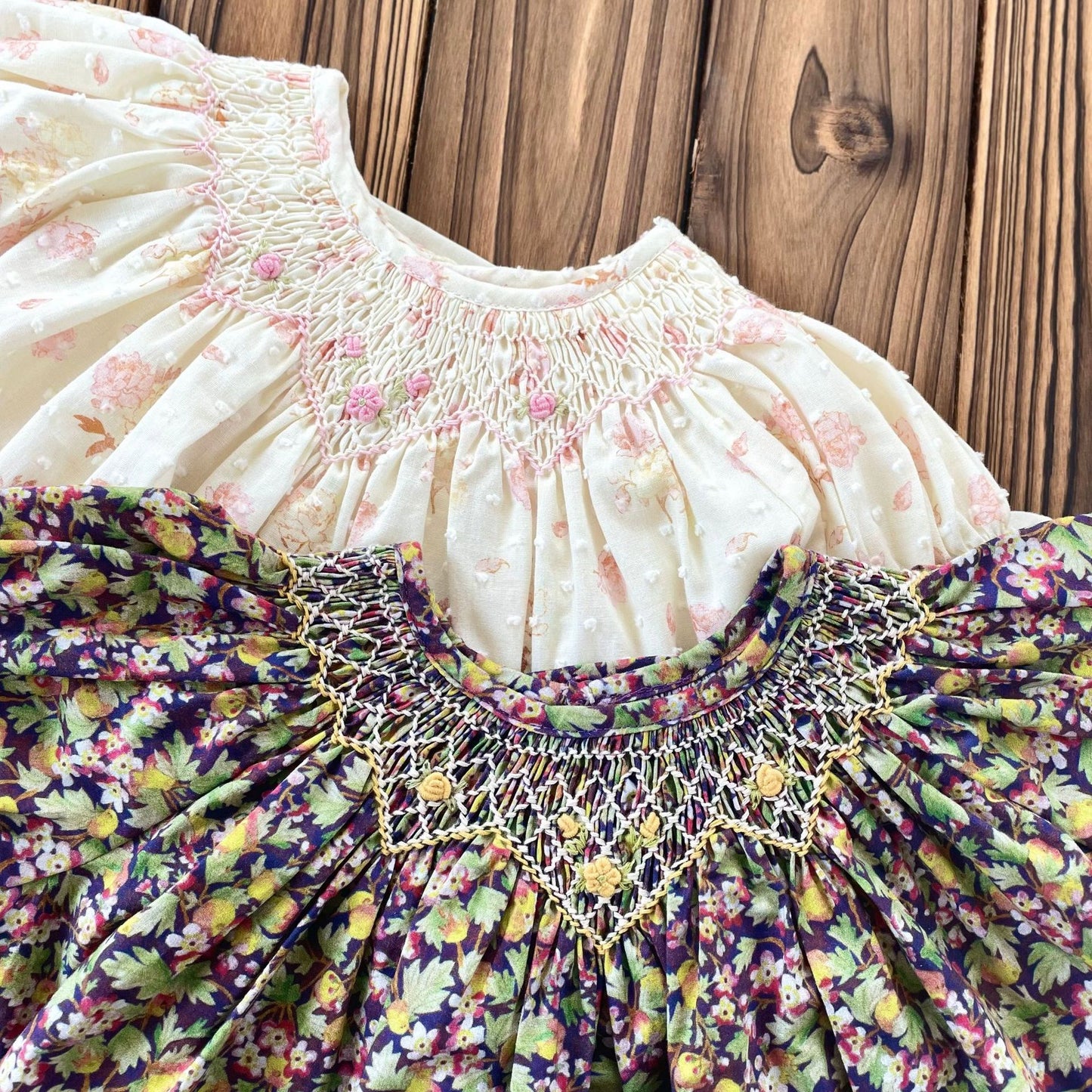 Hand-Smocked Floral Bishop Dress | Pre-Order | Sizes 12M–6T