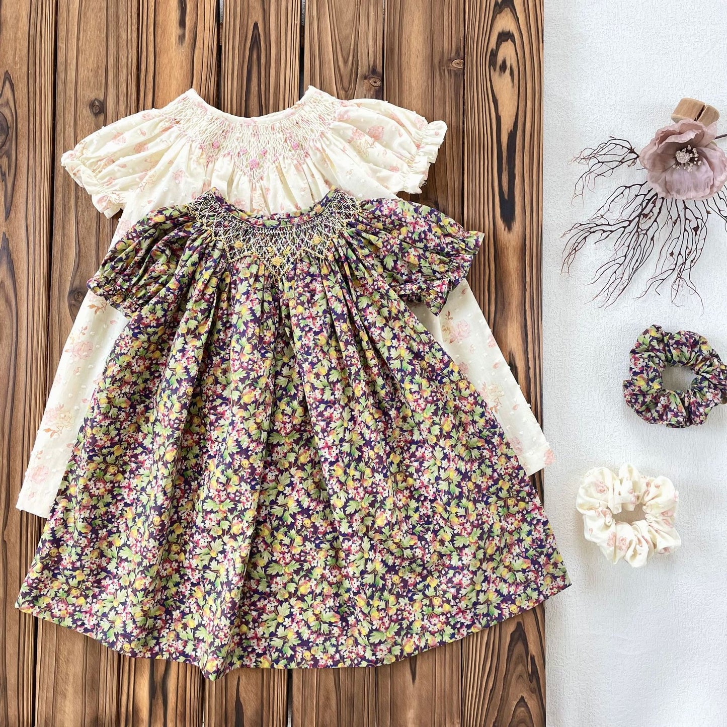 Hand-Smocked Floral Bishop Dress | Pre-Order | Sizes 12M–6T